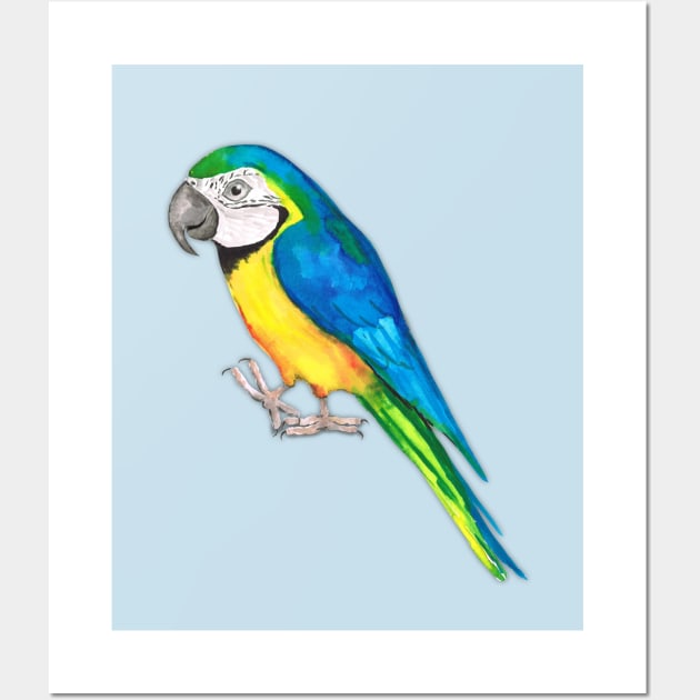 Blue and yellow macaw Wall Art by Bwiselizzy